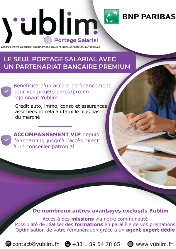 Yublim : le portage salarial avec un partenariat bancaire premium